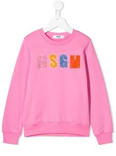 Msgm Kids толстовка с вышитым логотипом