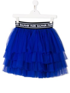 Balmain Kids пышная юбка с логотипом