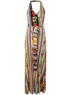 Etro платье макси в стилистике пэчворк с поясом