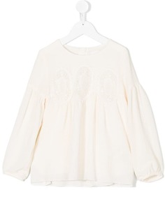 Chloé Kids топ с кружевными вставками