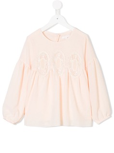 Chloé Kids топ с вышивкой