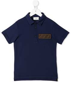Fendi Kids logo patch polo shirt