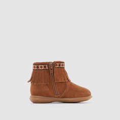 Ботильоны кожаные на молнии с бахромой 19-25 La Redoute Collections
