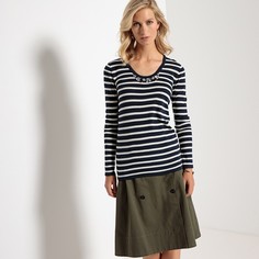 Пуловер в полоску с круглым вырезом и украшениями Anne Weyburn