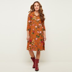 Платье расклешенное с рукавами 3/4 и цветочным рисунком JOE Browns