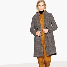 Пальто в клетку с двубортной застежкой на пуговицы La Redoute Collections