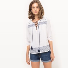 Блузка с вышивкой и рукавами 3/4 La Redoute Collections