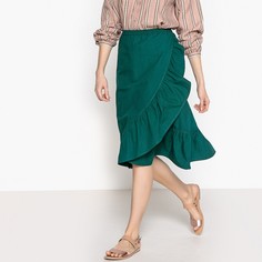 Юбка с запахом и воланом, 100% хлопок La Redoute Collections