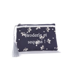 Клатч с надписью с блестками и вышивкой AUDE Petite Mendigote