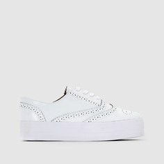 Кеды кожаные с перфорацией на танкетке La Redoute Collections