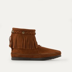 Ботильоны с бахромой, с плетением на лодыжке, из замшевой кожи Minnetonka