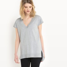 Пуловер с короткими рукавами из хлопка и шелка La Redoute Collections