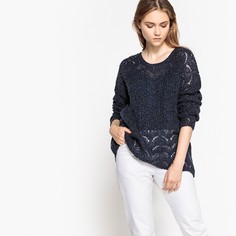 Пуловер ажурный с застежкой на пуговицы сзади, из шерсти La Redoute Collections