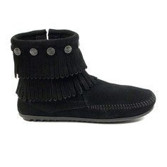 Ботильоны замшевые с бахромой BODOUBLE FRINGE SIDE ZIP Minnetonka