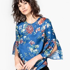 Блузка с расклешенными рукавами и цветочным рисунком La Redoute Collections