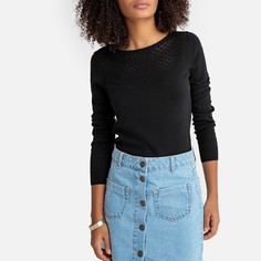 Пуловер с круглым вырезом, ажурным верхом и длинными рукавами La Redoute Collections