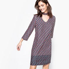 Платье прямое с графичным рисунком и перемычкой на шее La Redoute Collections