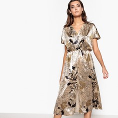 Платье велюровое с цветочным принтом, с разрезом La Redoute Collections