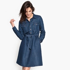 Платье из денима на пуговицах с поясом La Redoute Collections