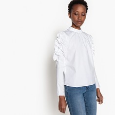 Блузка однотонная с воротником-стойкой и длинными рукавами La Redoute Collections