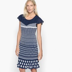 Платье с плиссировкой и рисунком средней длины Anne Weyburn