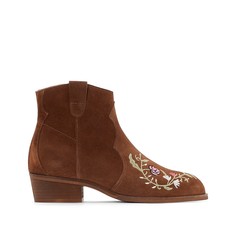 Ботильоны из кожи с вышивкой La Redoute Collections