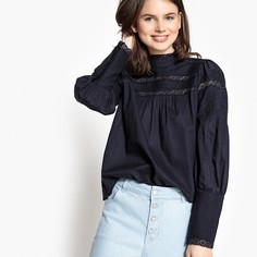 Блузка однотонная с воротником-стойкой и длинными рукавами Vero Moda