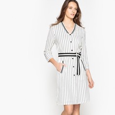 Платье в полоску в стиле бейсбол с застежкой на пуговицы La Redoute Collections