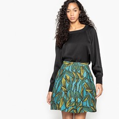 Блузка однотонная с круглым вырезом и длинными рукавами La Redoute Collections