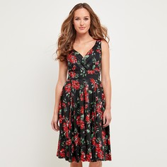 Платье расклешенное с цветочным рисунком, средней длины JOE Browns