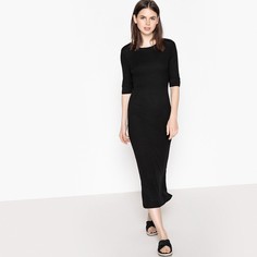 Платье-миди однотонное с рукавами до локтей La Redoute Collections