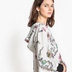 Платье с цветочным рисунком, застежкой на молнию спереди и капюшоном La Redoute Collections