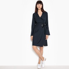 Платье с запахом в полоску, воланы на рукавах La Redoute Collections