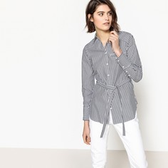 Туника в полоску с длинными рукавами и рубашечным воротником La Redoute Collections