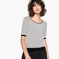 Пуловер двухцветный с глубоким круглым вырезом из вафельного трикотажа La Redoute Collections