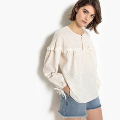 Блузка свободного покроя с вышивкой нитями с металлическим блеском золотистого цвета La Redoute Collections