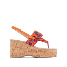 Босоножки на танкетке с принтом в японском стиле La Redoute Collections