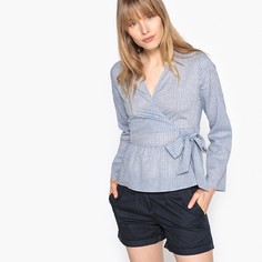 Блузка с запахом,V-образный вырез, длинные рукава в полоску La Redoute Collections