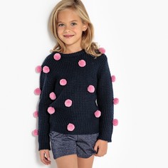 Пуловер из тонкого трикотажа с помпонами 3-12 лет La Redoute Collections