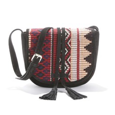 Сумка из кожи с клапаном из ткани с этническим рисунком La Redoute Collections