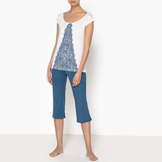 Пижама с шортами из хлопка с принтом из кружева La Redoute Collections