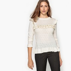 Пуловер с круглым вырезом и воланами PRUNE Suncoo