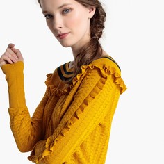Пуловер с ажурным вырезом-лодочка и воланом Mademoiselle R
