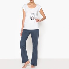 Пижама из хлопка с рисунком кошка La Redoute Collections