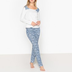 Пижама с рисунком и кружевом из хлопка La Redoute Collections