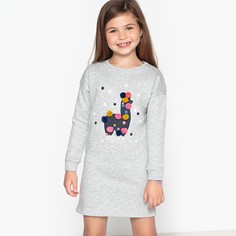 Платье из мольтона с рисунком лама и с помпонами 3-12 лет La Redoute Collections
