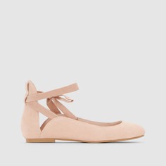 Балетки из кожи с завязками на щиколотке La Redoute Collections