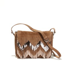 Сумка из невыделанной кожи с клапаном с бахромой La Redoute Collections