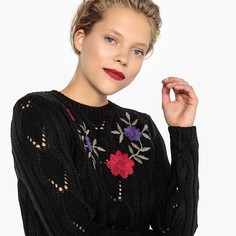 Пуловер с круглым вырезом и вышивкой цветами Mademoiselle R