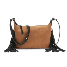 Двухцветная сумка из спилка с помпонами La Redoute Collections